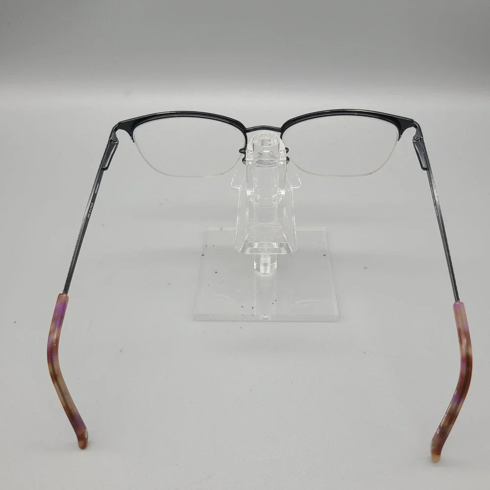 Bulova Remini Eyeglass Frames Black Semi Rimless Cat Eye 53-17-140 Textured